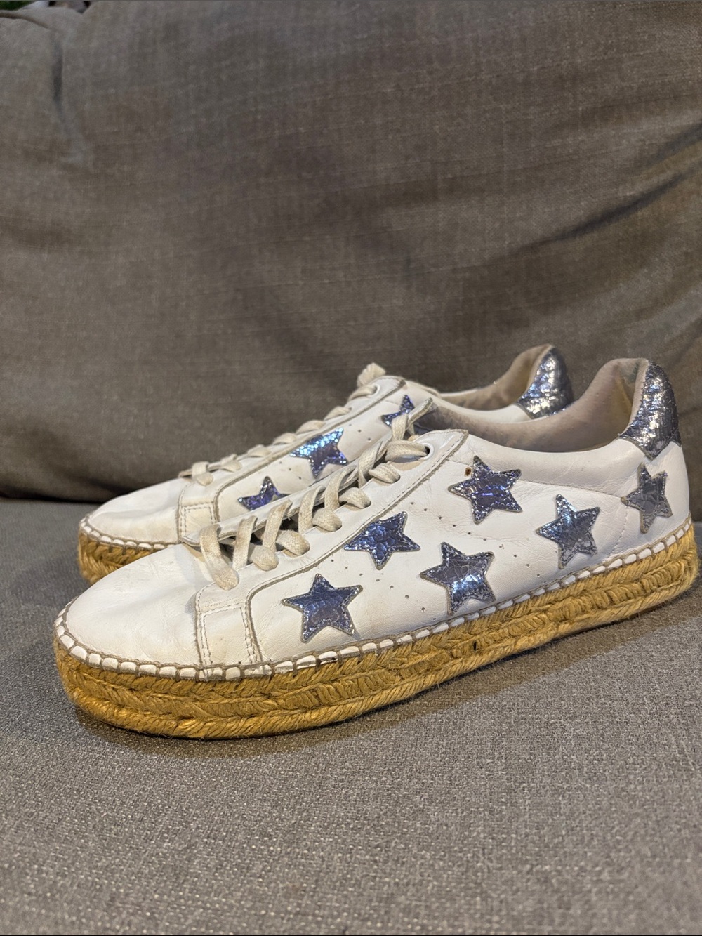 Marc Fisher Marcia Star Leather Lace-up Espadrille Sneakers Women's size US 10 M